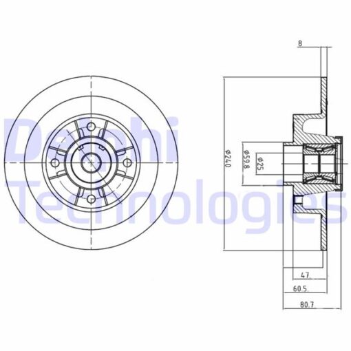 Arka Fren Aynası Renault Megane Iı 02 Modus 04 Clıo Iıı 05 240x82.5x4delik Rulmanlı Abs Sensörlü - 7701207823-432005338R-8660001811