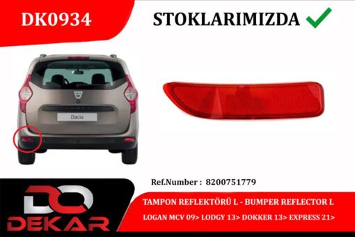 Tampon Reflektörü L Logan Mcv 09 Lodgy 13 Dokker 13 Express 21 - 8200751779