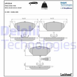 Ön Balata Fişli Küçük Golf4-golf5-jetta-bora-polo-a3-leon 97 Gdb1386 146x54.7x19.8 - 1J0698151G-1K0698151F-6R0698151A