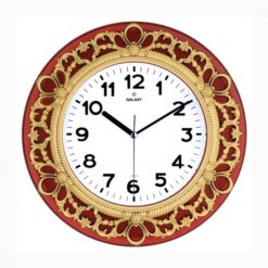 Duvar Saati Kırmızı-altın Sarısı Çerçeve Çap:32.8cm Akrilik Boyalı 2 Renk Abs Kasa Mineral Cam Sessiz Akar Makine Pvc Kadran Kadran Ölçüsü: 205mm Kadran Baskı Alanı: 145mm - SAAT 86-HA