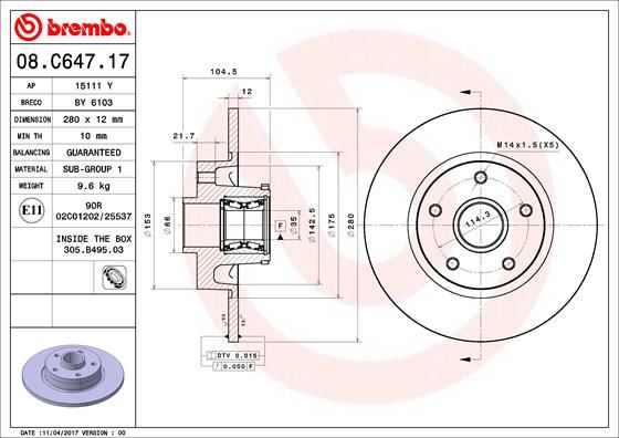 Arka Fren Diski Renault Trafıc Iıı 14 Opel Vıvaro B 15 Dış Çap:280 Mm 5 Delik - 432007343R-432022742R-4422288