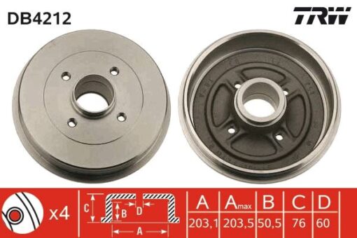 Fren Kampanası Arka Renault Kangoo 97 - 203.3 / 50.5 Mm - 7700304984-4320000QAG