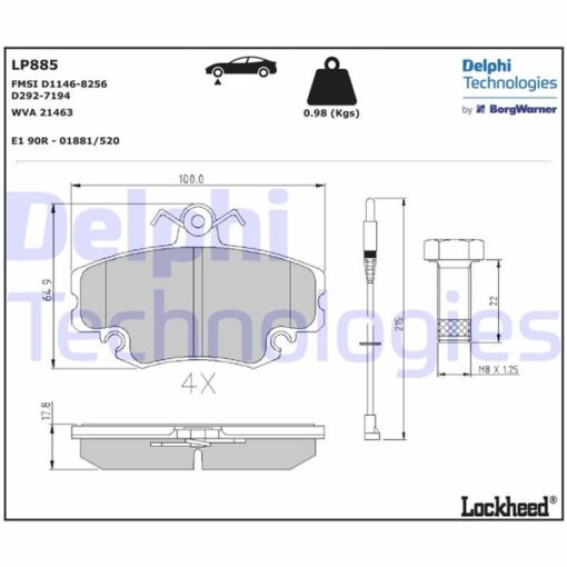 Ön Balata Fişli Renault R9-r19-r21-clıo I-ıı-megane I-twıngo-logan-sandero-solenza - 7711130071-7701204833-WVA21404