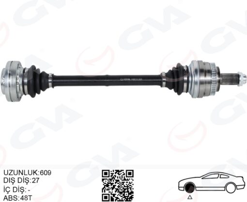Komple Aks Arka Sağ/sol Bmw E36 E46 Abs Li 609mm - 33211227585-33211229300-33211229428