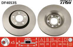 Ön Fren Aynası Volvo S60 00-10 S80 98-06 V70 97-07 Xc70 00-07 305x25x5dlx Büyük Tip Delikli -986478494-df4053s - 274170-274559-31262707-31262716