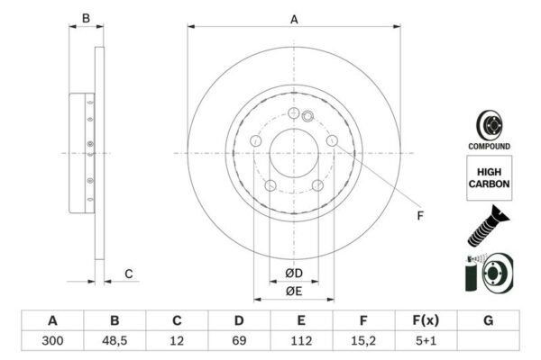 Fren Dıskı Arka Mercedes C-class W205 S205 C205 A205 - A0004230512