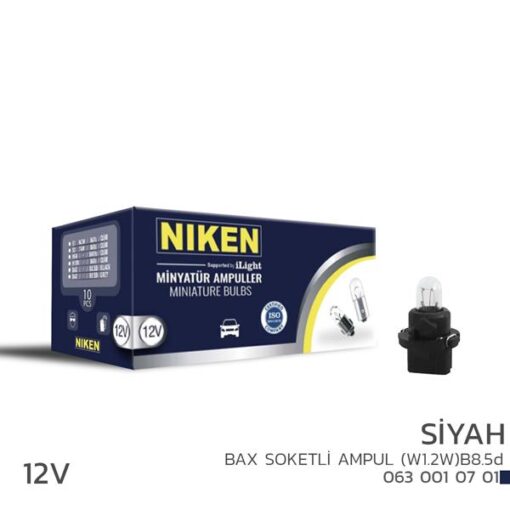 Nıken 12v Bax Soketli Ampul W1.2w B8.5d Siyah 10l - UNIVERSAL