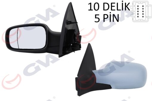 Dış Dikiz Aynası Sol Megane 02 Elektrikli Isıtmalı Astarlı Asferik 5 Fiş Vm-138ehpal - 7701068373-7701054687