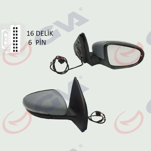 Dış Dikiz Aynası Sağ Golf 09 Elektrikli Isıtmalı Astarlı Sinyalli Konveks 6 Fiş Vm-6197ehpr - 5K0857508AD