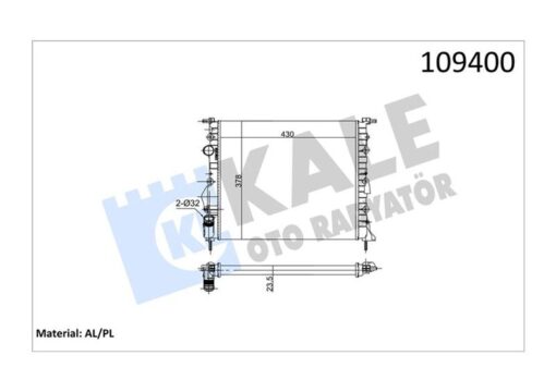 Radyatör Clıo Iı-logan 04 Kng 01 Mgn 96 1.4-1.61.5d-1.9 Klimasız Mek 430x377.5x23 2 Sıra Al Pl - 7700838134-7700836301-7700436693