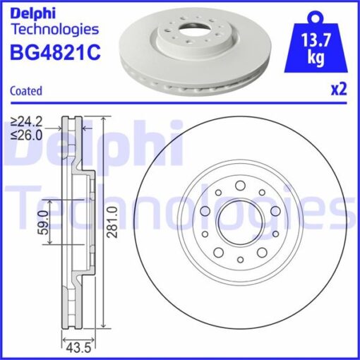 Ön Fren Aynası Disk Fıat Egea 16 1.0 1.3 Mtj 1.4 1.5 1.6 Mtj 5 Bijon Dış:284mm K:24mm - 51990127 51996238 51996239 52017292