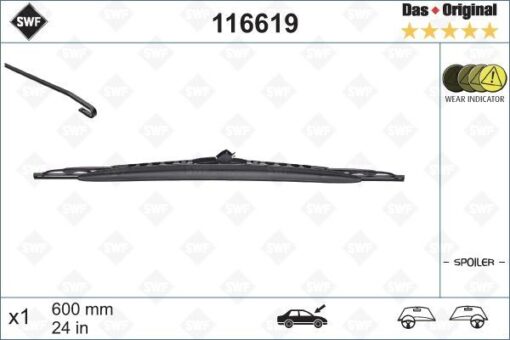 Silecek Swf 60cm X1 Spoilerli Vectra C -bmw X5 406 Volvo S60 S80 Megan Iı Vaneo - 61618403033-76620S5SG01-76620S6DG01