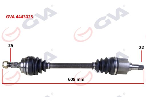 Komple Aks Sol Peugeot 306 1.6 93-00 609mm - 3272.T3-3272.H7-3272.77