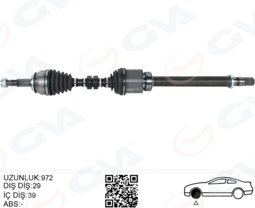 Komple Aks Sağ Nıssan Qashqaı 1.6l R9m Dcı Manuel Vites J11 14- 29x39 Komple Boy 972mm - 391004EB0A