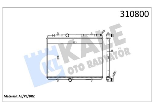 Radyatör 307-407-c4-c5-berlıngo-partner1.6-1.8-2.0 Hdi Ac Klimasız Mek 380x552x26 - 1330.Y5-1330.F5-1330.P9-1330.W2