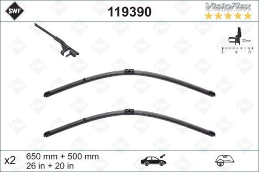 Silecek 65 50 Flatblade-muz Tipi Volvo S40 04 V50 04 Bmw X3 10 Vm430 119390 574378 - 30699635