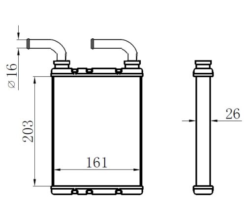 Kalorifer Radyatörü Brazing Fluence Düz Çıkış Borulu 203x166x29 A/m - 924147094R