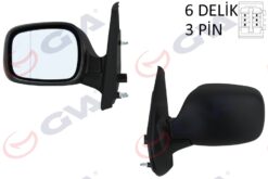 Dış Dikiz Aynası Sol Kangoo 01 Elektrikli Isıtmalı Asferik 3 Fiş Vm-132nehl - 7700354638