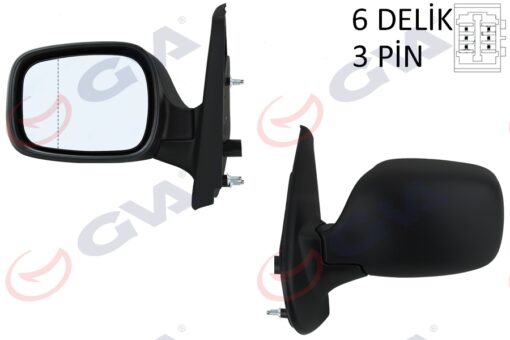 Dış Dikiz Aynası Sol Kangoo 01 Elektrikli Isıtmalı Asferik 3 Fiş Vm-132nehl - 7700354638