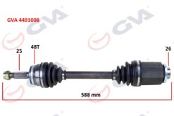 Komple Aks Sağ Hyundaı Accent Era 1.5l D4fa Crdi 06-10 Abs Li 25x26 - Abs 48 Diş Komple Boy 588mm - 495001E650-495001E660