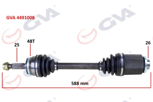Komple Aks Sağ Hyundaı Accent Era 1.5l D4fa Crdi 06-10 Abs Li 25x26 - Abs 48 Diş Komple Boy 588mm - 495001E650-495001E660