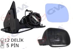 Dış Dikiz Aynası Sağ Golf-bora 98 Elektrikli Isıtmalı Siyah Astarlı Mavi Cam Küçük Tip 5 Fiş Vm-188r - 1J1857508D01C