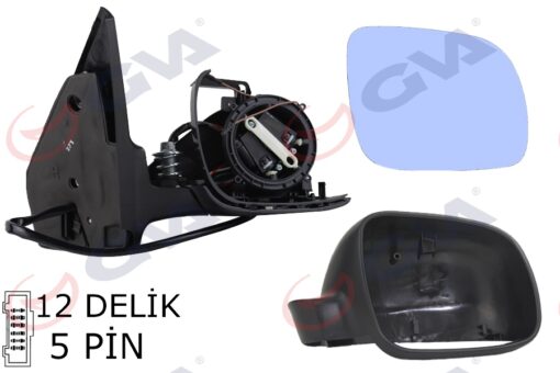 Dış Dikiz Aynası Sağ Golf-bora 98 Elektrikli Isıtmalı Siyah Astarlı Mavi Cam Küçük Tip 5 Fiş Vm-188r - 1J1857508D01C