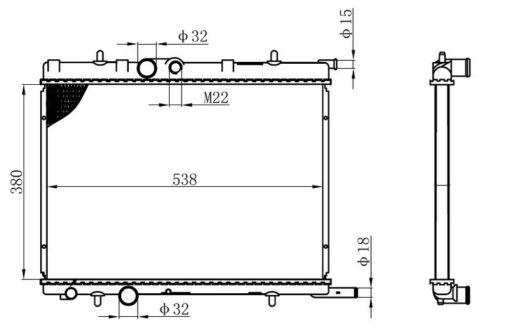 Radyatör 307 00 C4 04 1.4-1.6 16v-partner-berlıngo 97 2.0hdı 00 Ac -- Mekx380x538x16 1 Sıra Cu Pl - 9835996080-1331.LS-1330.N7-1330.F4