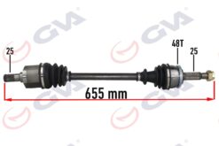 Komple Aks Sol Hyundaı İ20 1.2l G4la 08-15 Abs Li 25x25 - Abs 48 Diş Komple Boy 655mm - 495001J000-495001J010