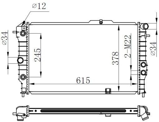 Radyator Mechanical 617x377x34 Vectra A - 1.4/1.6i/1.8i/2.0i/1.7d 88- 630641 - 1300133