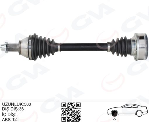 Komple Aks Sol Polo-ıbıza-fabıa 1.4 16v 01-12 500mm - 6Q0407271AL-6Q0407271BC-6Q0407271AK