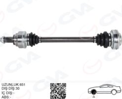 Komple Aks Sağ/sol Bmw E60 E63 E64 E65 E66 E87 E90 E92 E93 E81 E82 651mm Diş 30 - 7572683-7572432-7561790-7572430
