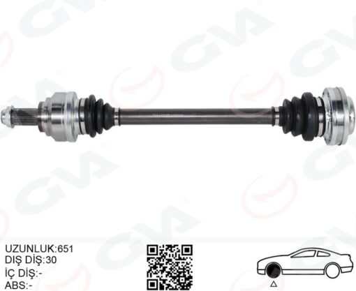 Komple Aks Sağ/sol Bmw E60 E63 E64 E65 E66 E87 E90 E92 E93 E81 E82 651mm Diş 30 - 7572683-7572432-7561790-7572430