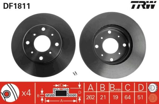 X Ön Fren Aynası Rover 800 86-97 262x21x4dlxhavalı - 45251SD4000-GBD90801