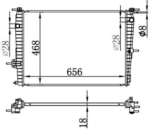 Radyatör Brazing Fluence 1.6 Benzinli Mek. 656x468x18 - 214100067R