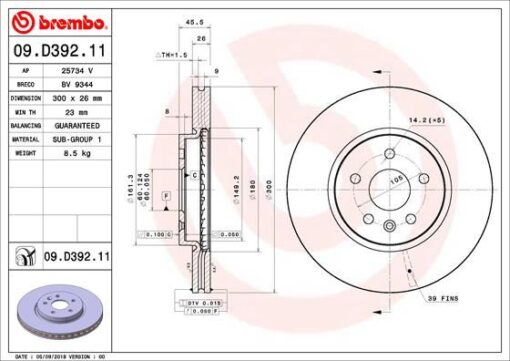 Ön Fren Aynası Astra K 15 16 İnç / 5 Delik 300x26x5dl Havalı - 13515909-13597467
