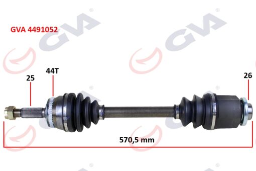 Komple Aks Sağ Hyundaı Accent Admıre 1.5l D3ea Crdı 3 Silindir 02-05 Abs Li 25x 24 2 - Abs 44 Diş Komple Boy 570mm - 4950125955-4950125905