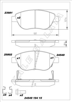 Ön Balata Corsa D Büyük Tip 1.3 Cdtı 07/06 Fıat 500l 12 0.9t 1.4 1.3d Mtj 1.6d Mtj - 93189816-77366534-77366481