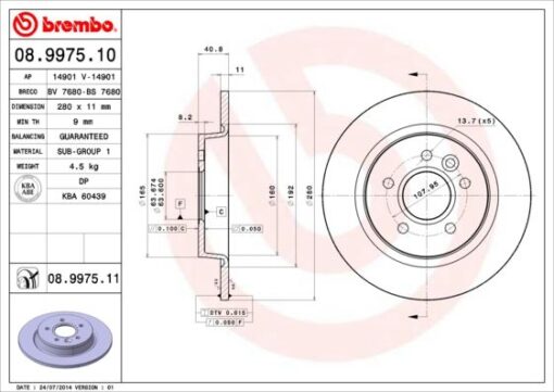Arka Fren Dıskı Ayna Focus Iı04 11 C-max 07 09 Volvo V50 04 12 C30 06 12 C70 Iı 05 13 S40 Iı 04 04 12 17 Jant - 16 Jant Düz 280mm 5 Bijon - ME7M5J2A315BA-7M512A315BB-30769113