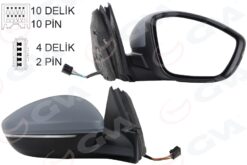 Dış Dikiz Aynası Sağ Elektrikli Isıtmalı Sinyalli Katlanır Sensörlü Astarlı Ç.aydınlatmalı Konveks 208 19- Corsa F 19- 10h10p 4h2p - 98260175XT-983758811T
