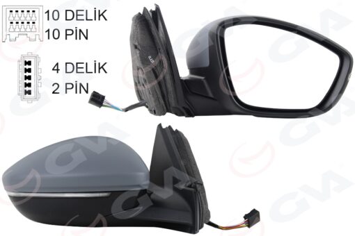 Dış Dikiz Aynası Sağ Elektrikli Isıtmalı Sinyalli Katlanır Sensörlü Astarlı Ç.aydınlatmalı Konveks 208 19- Corsa F 19- 10h10p 4h2p - 98260175XT-983758811T