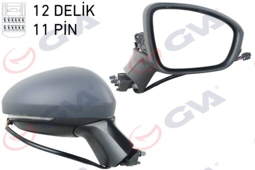 Dış Dikiz Aynası Sağ Elektrikli Isıtmalı Sinyalli Katlanır Sensörlü Astarlı Konveks Clıo V 19- 12h11p - 963017280R-963742692R-963651460R