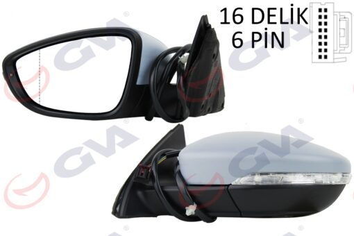 Dış Dikiz Aynası Sol Jetta 11 Elektrikli Isıtmalı Sinyalli Astarlı Asferik 7 Fiş Vm-6381ehpal - 5C7857507B
