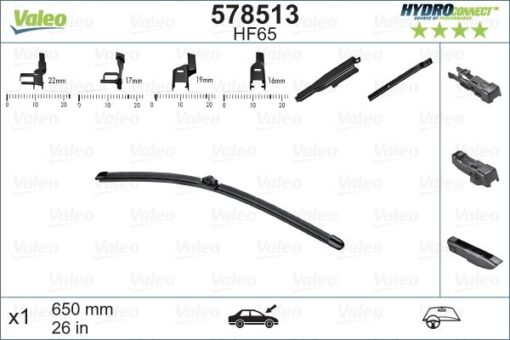 Silecek Süpürgesi Ön 65cm X1 Muz Tipi Hydroconnect Çoklu Bağlantılı Üniversal Hf65 - 6426.S4