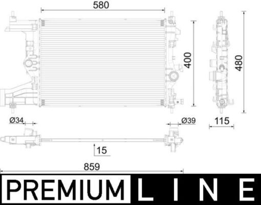 Radyatör Premıum Lıne Otomatik Astra J-zafıra Tourer C-cruze 1.4-1.6 Al/pl/brz 580x398x16 - 39074662-1300299-13267650-13281773