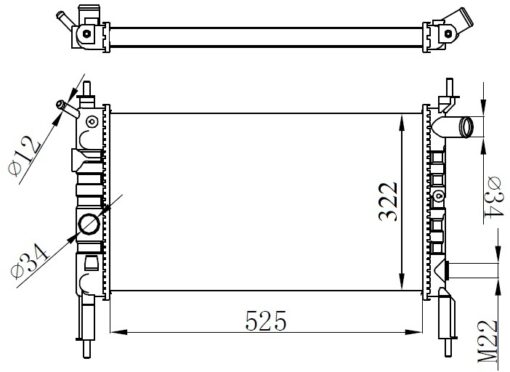 Radyatör Astra F 1.4ı-1.6ı Klimasız Mek 525x322x34 - 1300112-90469375-1300154-1300140