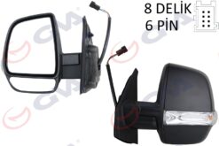 Dış Dikiz Aynası Sol Doblo 11 Elektrikli Ortadan Sinyalli Siyah Kapaklı Çift Cam Konveks 6 Fiş Vm-669ehl - 735497890