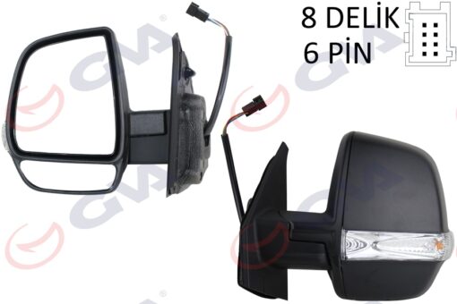 Dış Dikiz Aynası Sol Doblo 11 Elektrikli Ortadan Sinyalli Siyah Kapaklı Çift Cam Konveks 6 Fiş Vm-669ehl - 735497890