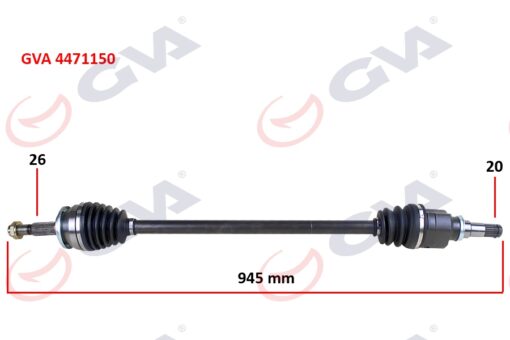 Komple Aks Sağ Toyota Aurıs. Corolla 1.4l 1ndtv Nde150 D-4d Dizel 07-13 26x20 Komple Boy 945mm - 4341002580-4341002581