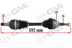 Komple Aks Sol Opel Vectra A 1.8-2.0 88-95 -astra F 92-98 -calıbra A 89-97 Abs Li 29diş 592mm - 374183-374235-90540865
